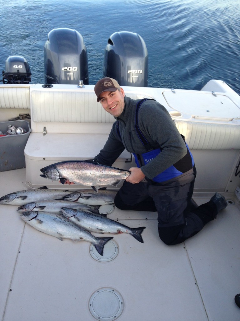 Jason with a nice days catch of prime eating winter chinook from last January