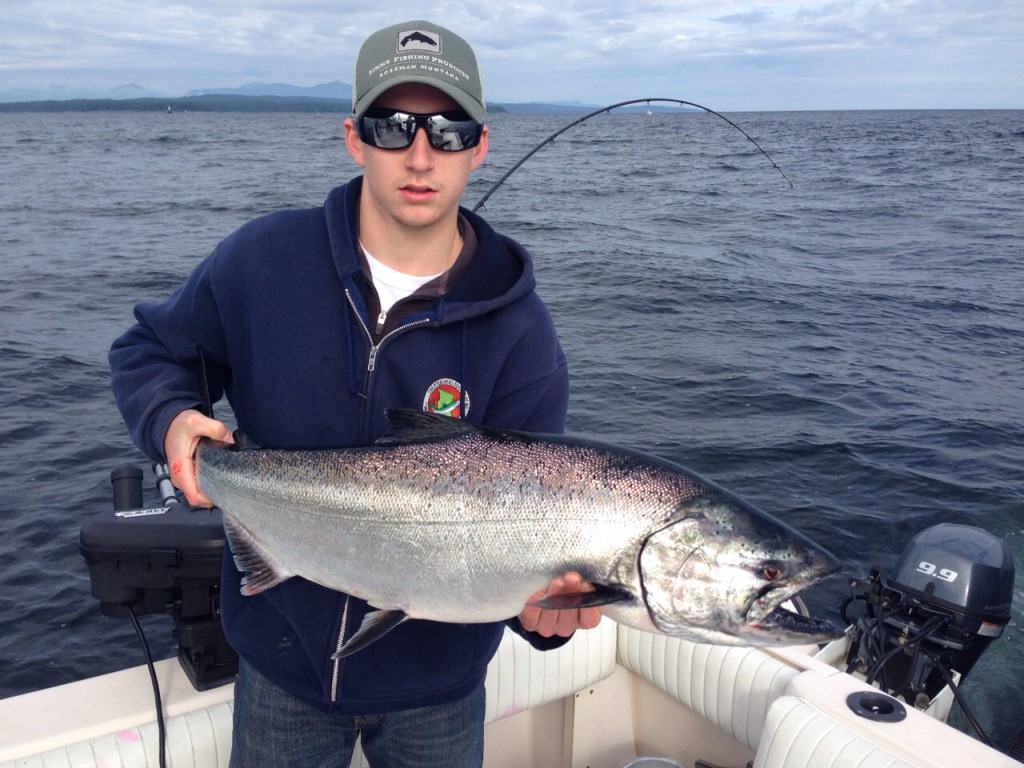 Pacific Angler's Sam with a with a nice chinook from Thrasher Rock last Friday.