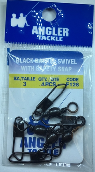 Angler F126 Black Barrel/Safety Snap Swivel