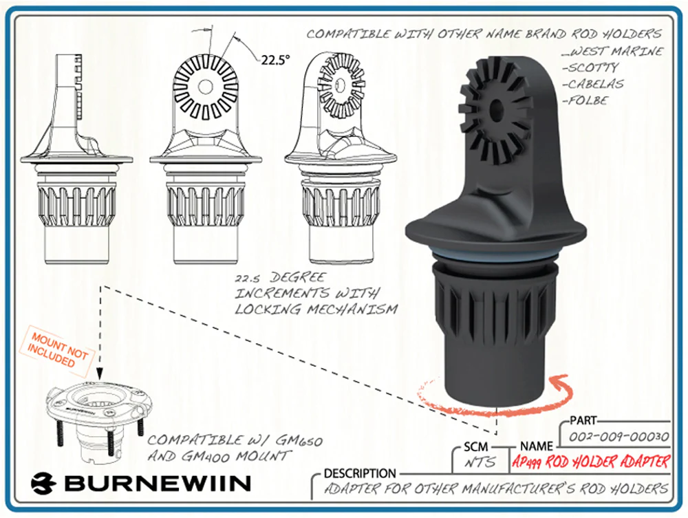 Burnewiin AP499 Rod Holder Adapter