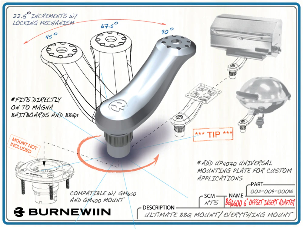 Burnewiin BQ6600 6 inch Offset Insert Adapter