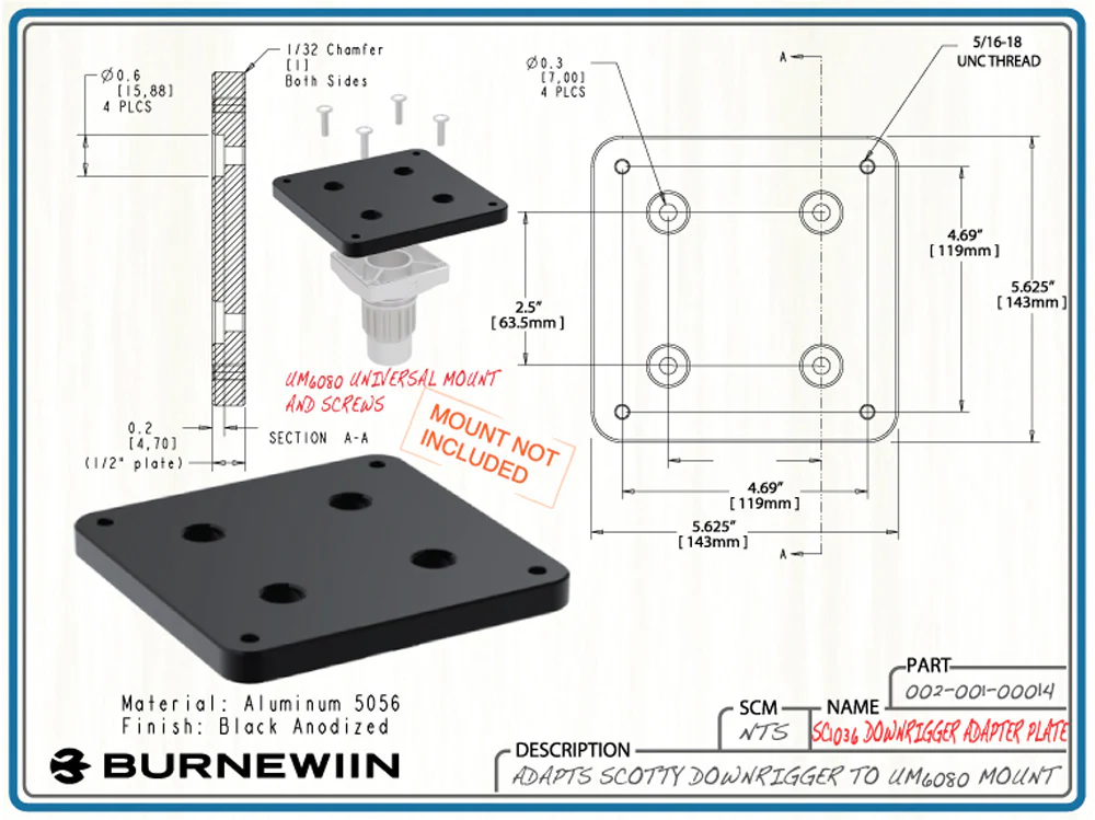 Burnewiin SC1036 Scotty Adapter Plate